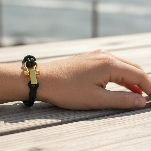 ROYAL 3mm nautical clasp bracelet black