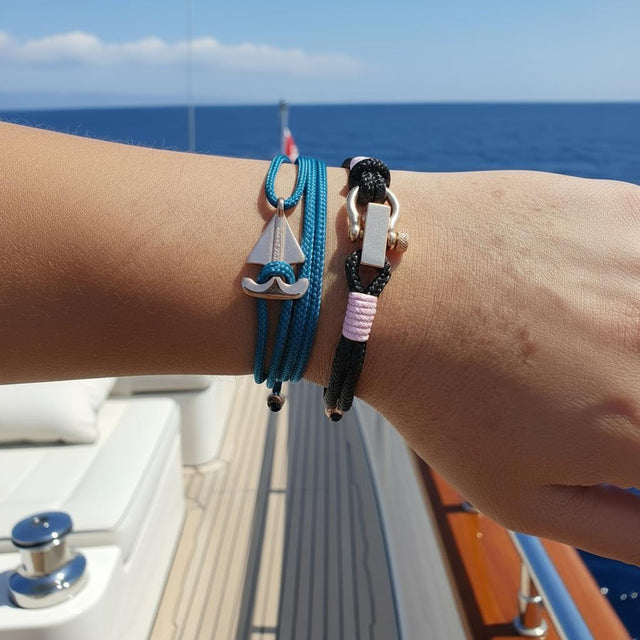 ROYAL 3mm nautical clasp bracelet black baby pink