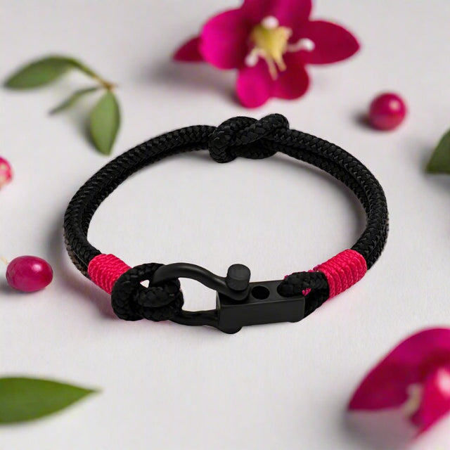 ROYAL 3mm nautical clasp bracelet black fuchsia