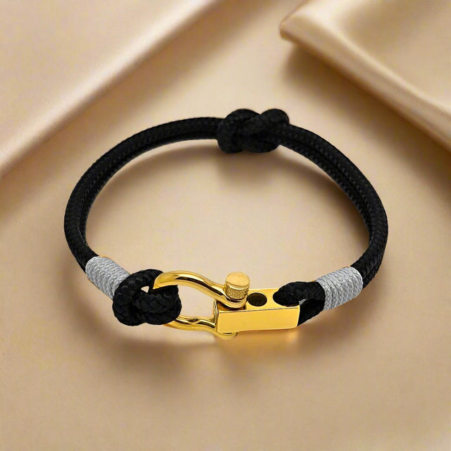 ROYAL 3mm nautical clasp bracelet black grey