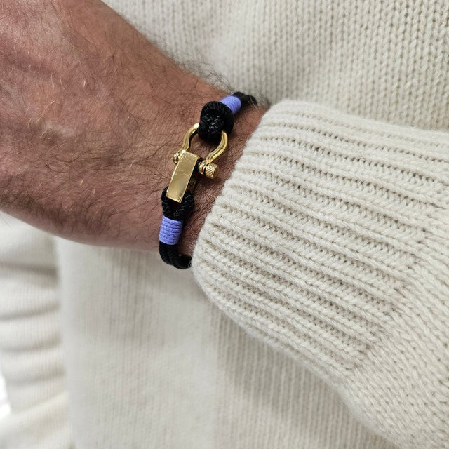 ROYAL 3mm nautical clasp bracelet black lavender purple