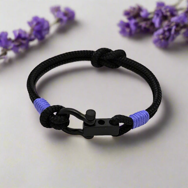 ROYAL 3mm nautical clasp bracelet black lavender purple