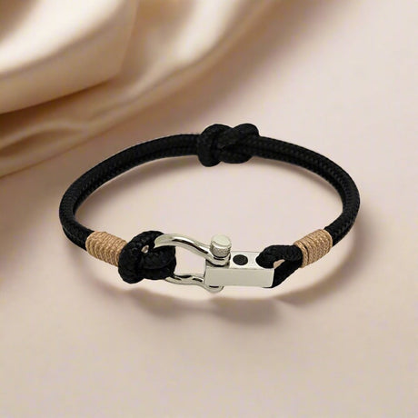 ROYAL 3mm nautical clasp bracelet black light brown