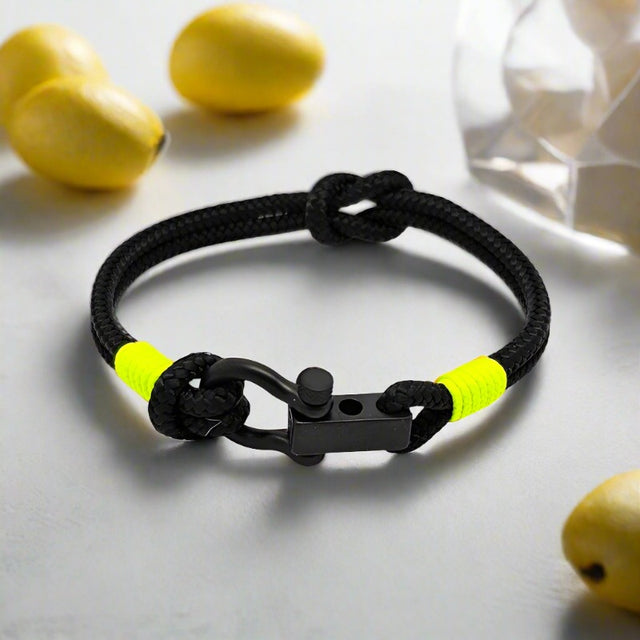 ROYAL 3mm nautical clasp bracelet black neon yellow