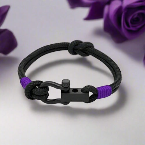 ROYAL 3mm nautical clasp bracelet black purple