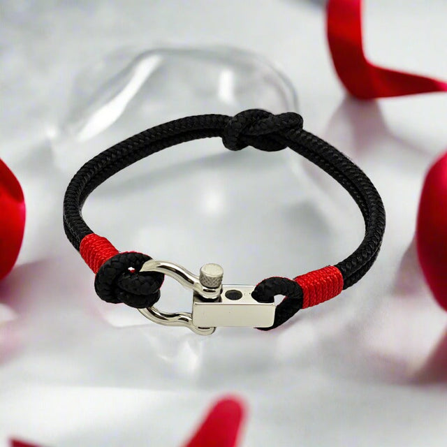 ROYAL 3mm nautical clasp bracelet black red