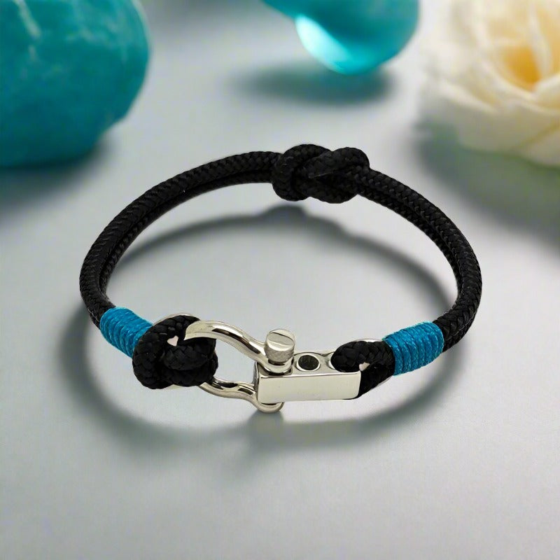 ROYAL 3mm nautical clasp bracelet black teal