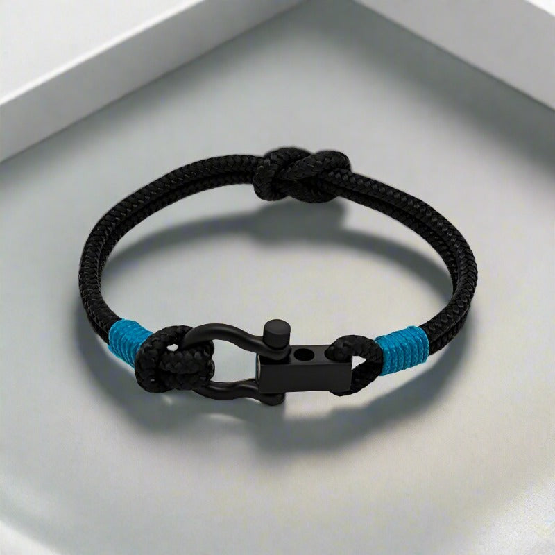 ROYAL 3mm nautical clasp bracelet black teal
