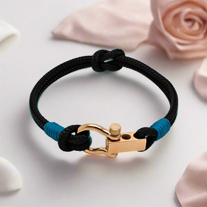 ROYAL 3mm nautical clasp bracelet black teal