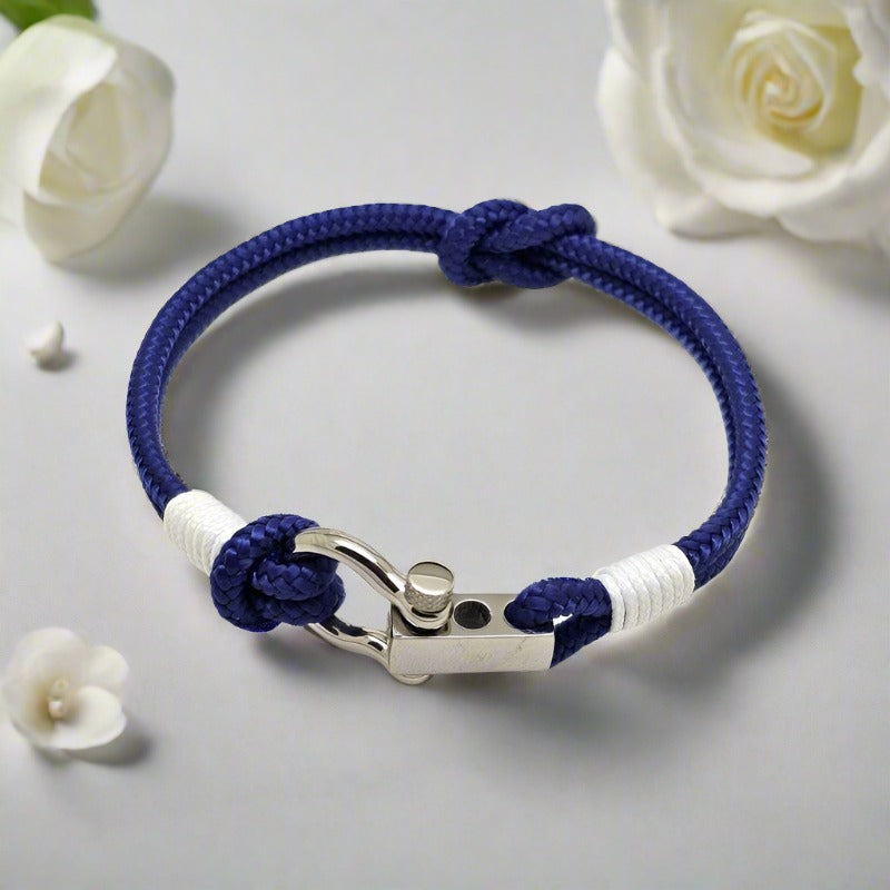 ROYAL 3mm nautical clasp bracelet blue white