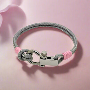 ROYAL 3mm nautical clasp bracelet grey baby pink