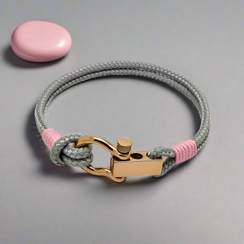 ROYAL 3mm nautical clasp bracelet grey baby pink