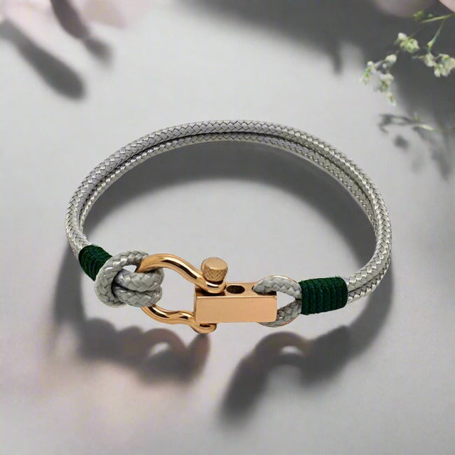 ROYAL 3mm nautical clasp bracelet grey dark green