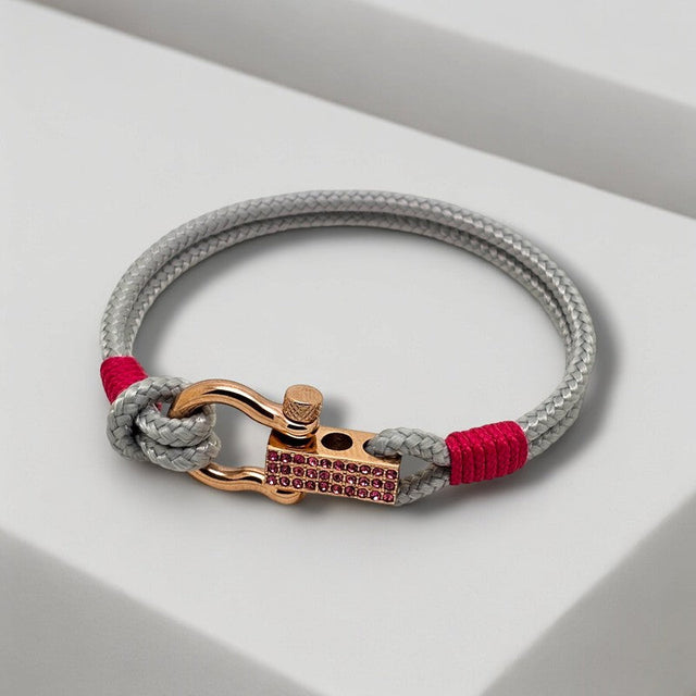 ROYAL 3mm nautical clasp bracelet grey fuchsia