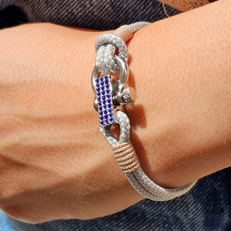 ROYAL 3mm nautical clasp bracelet grey light brown