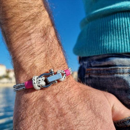 ROYAL 3mm nautical clasp bracelet grey mix pink