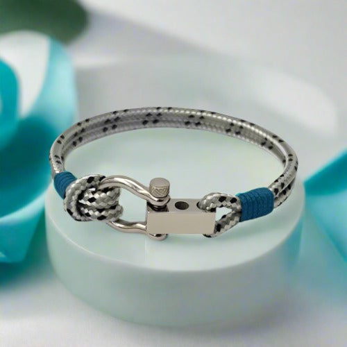 ROYAL 3mm nautical clasp bracelet grey mix turquoise