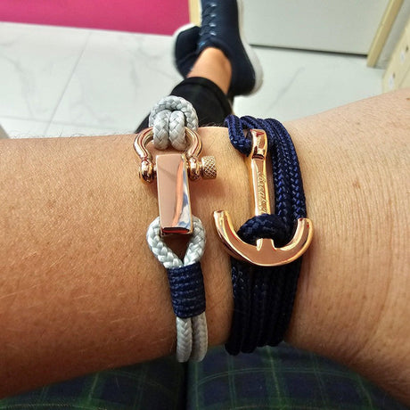 ROYAL 3mm nautical clasp bracelet grey navy blue