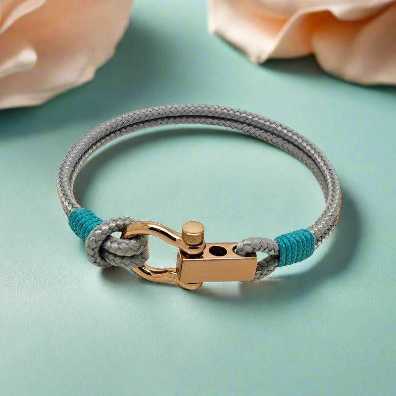 ROYAL 3mm nautical clasp bracelet grey turquoise