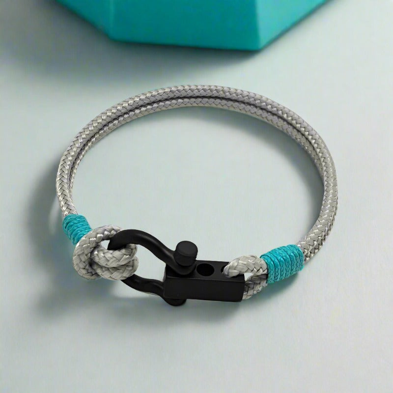 ROYAL 3mm nautical clasp bracelet grey turquoise