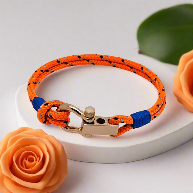 ROYAL 3mm nautical clasp bracelet orange mix blue