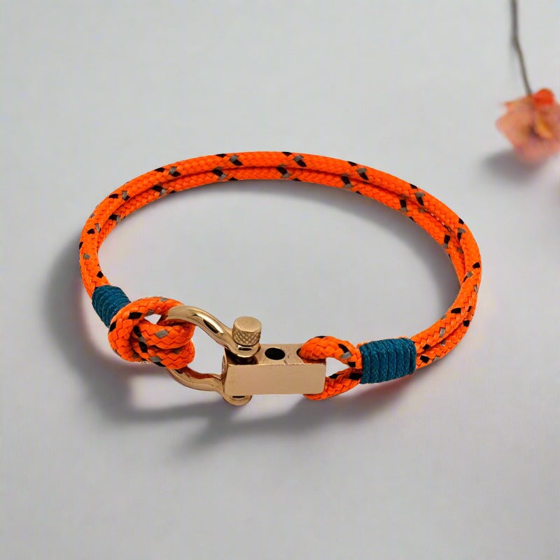 ROYAL 3mm nautical clasp bracelet orange mix teal
