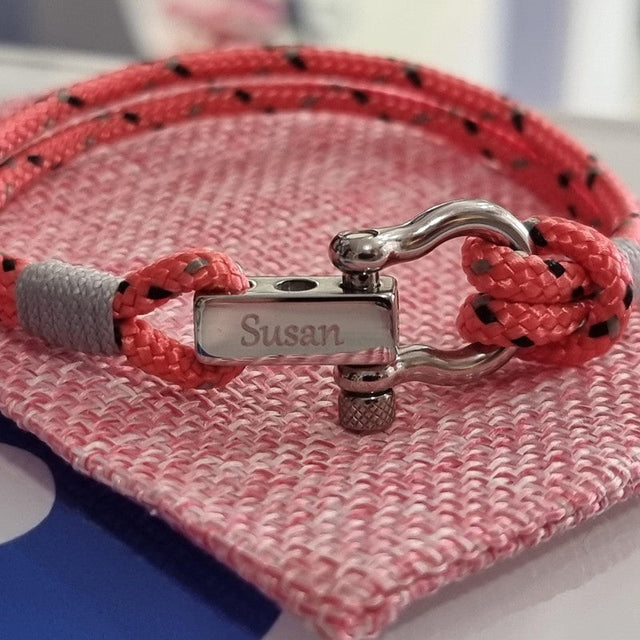ROYAL 3mm nautical clasp bracelet pink mix grey