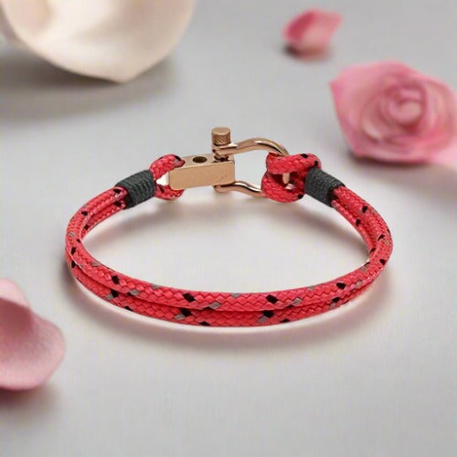 ROYAL 3mm nautical clasp bracelet pink mix grey