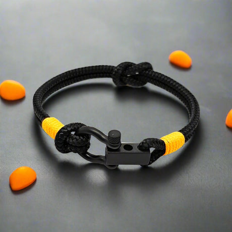 ROYAL mini shackle bracelet black orange