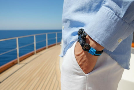 SEAMAN Kompass-Armband Schwarz Blau