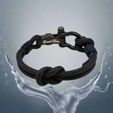 SEAMAN Compass Bracelet Black Blue Accent