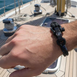 SEAMAN Compass Bracelet Black Blue Accent