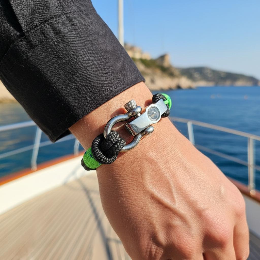 SEAMAN Compass Bracelet Black Green