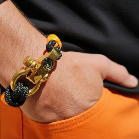 SEAMAN Compass Bracelet Black Orange