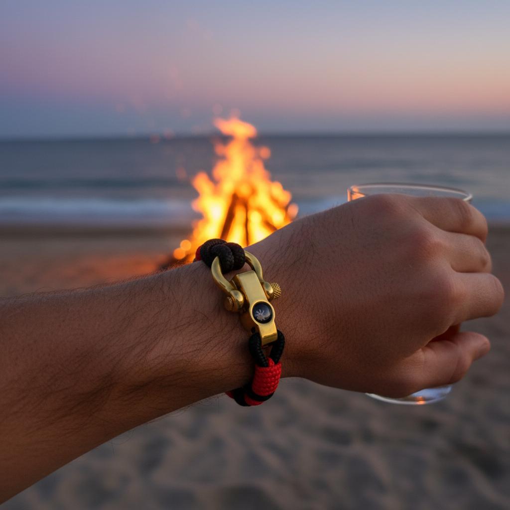 SEAMAN Compass Bracelet Black Red