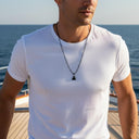 Steel necklace with OCEAN MINI sailing yacht pendant