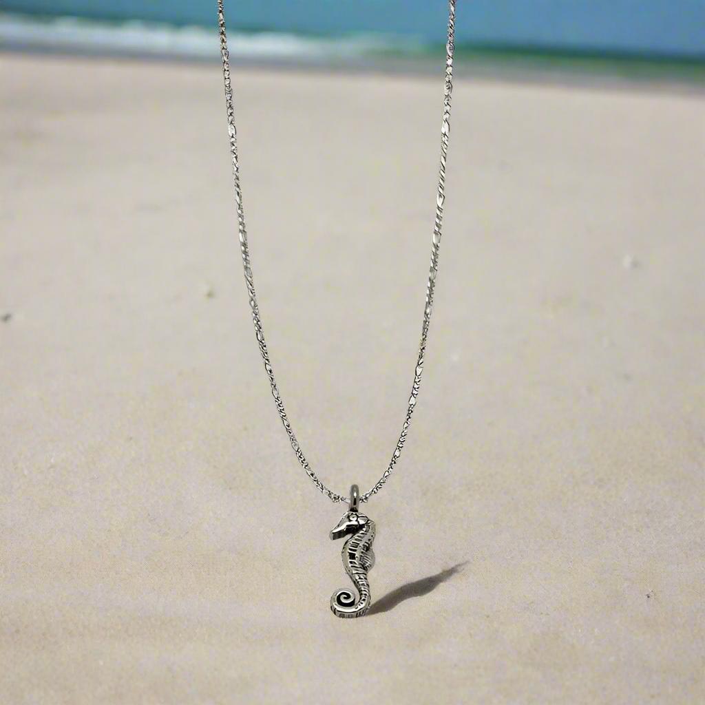 Steel necklace with OCEAN MINI sea horse pendant