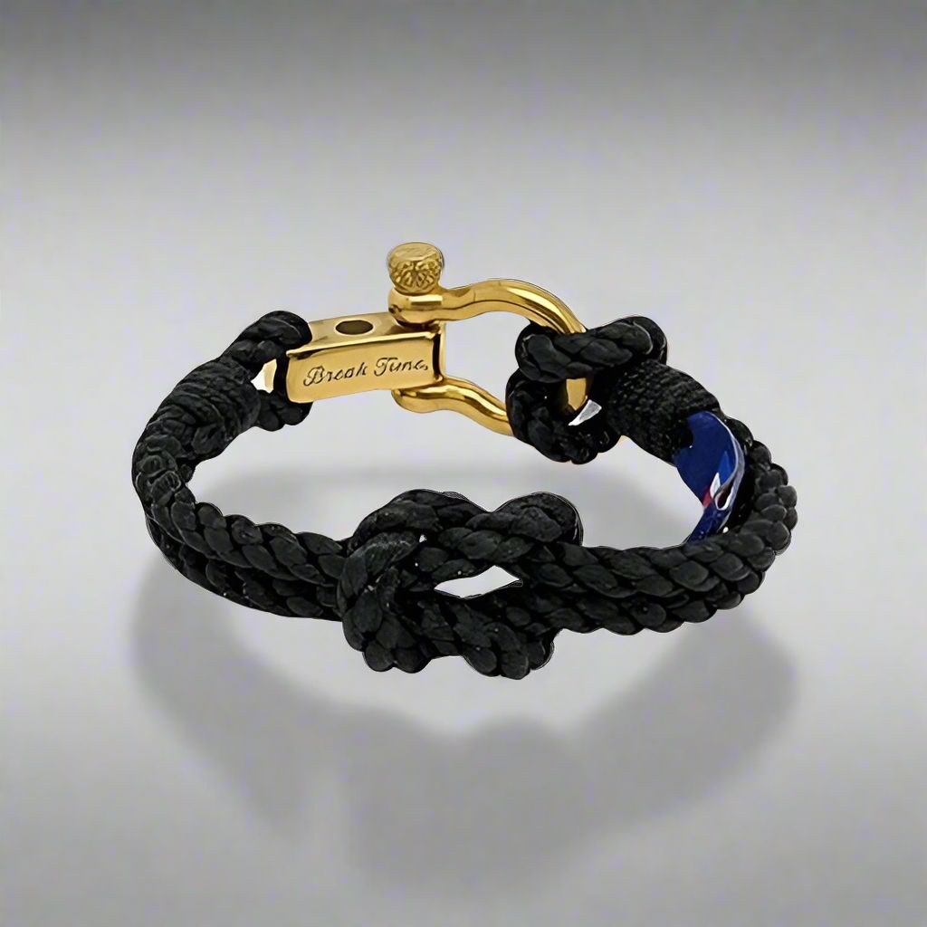 WAVES 4mm Nautical Clasp Bracelet Black