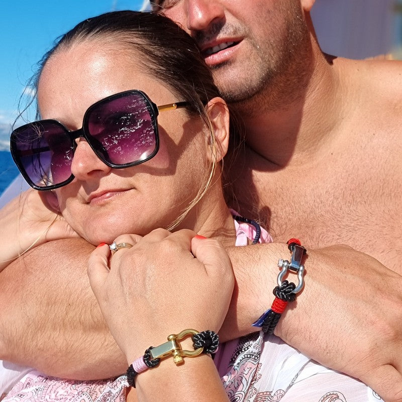 WAVES 4mm Nautical Clasp Bracelet Black Red