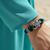 WAVES 4mm Nautical Clasp Bracelet Black Turquoise