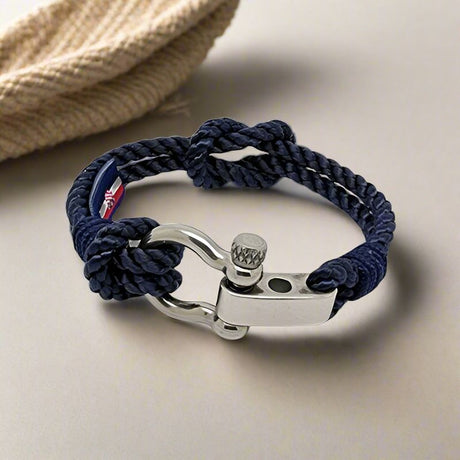 WAVES 4mm Nautical Clasp Bracelet Navy Blue