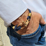 WAVES 4mm Nautical Clasp Bracelet Navy Blue Gold