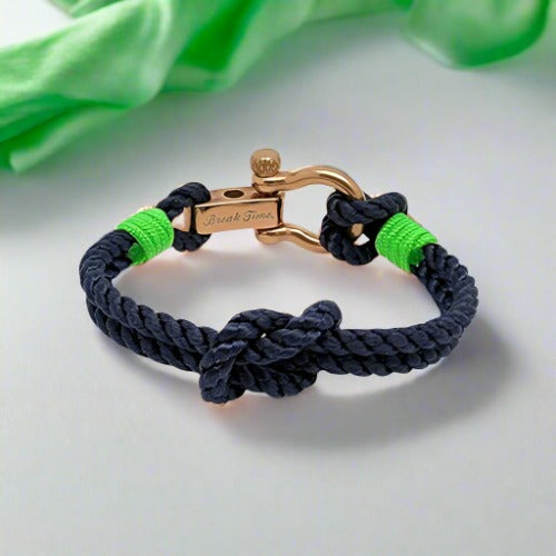 WAVES 4mm Nautical Clasp Bracelet Navy Blue Green