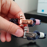 WAVES 4mm Nautical Clasp Bracelet Navy Blue Lavender Pink