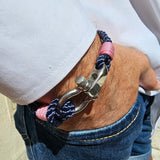 WAVES 4mm Nautical Clasp Bracelet Navy Blue Lavender Pink