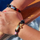 WAVES 4mm Nautical Clasp Bracelet Navy Blue Lavender Pink