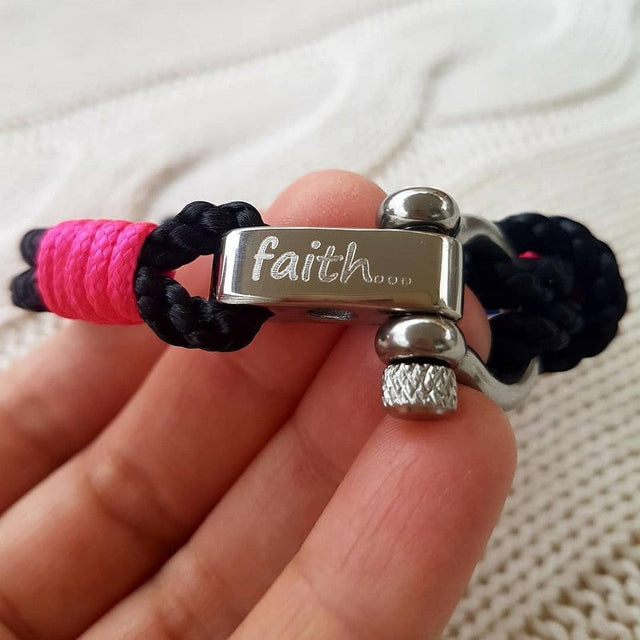 WAVES 4mm Nautical Clasp Bracelet Navy Blue Neon Pink