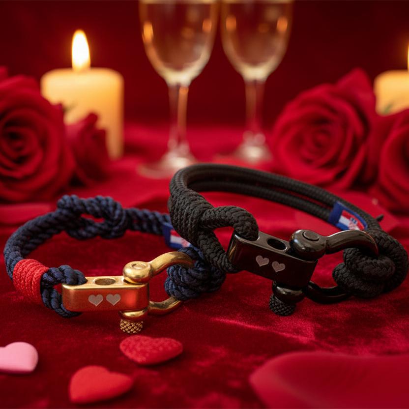 WAVES 4mm Nautical Clasp Bracelet Navy Blue Red