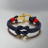 WAVES 4mm Nautical Clasp Bracelet Navy Blue Red