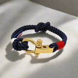 WAVES 4mm Nautical Clasp Bracelet Navy Blue Red White